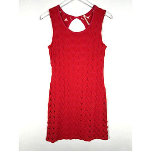 Free People Women's Ruby Red Wild Thing Bodycon Dress Sz S Keyhole Back